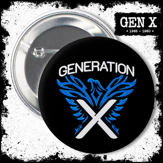 Badge Rond 5 Cm Gen X Gen Xer Phoenix Bird Generation X (Créateur téléchargé)