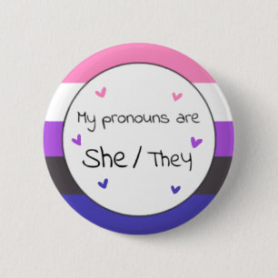 Badge Rond 5 Cm Genderfluide Elle/Ils Pronoun Pin