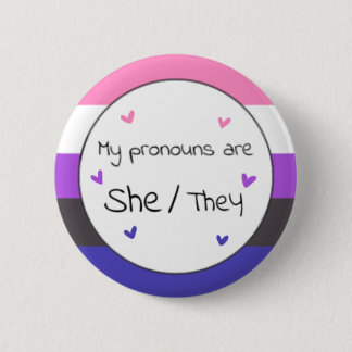Badge Rond 5 Cm Genderfluide Elle/Ils Pronoun Pin