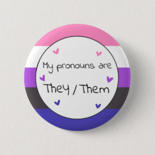Badge Rond 5 Cm Genderfluide Eux/Eux Pronoun Pin