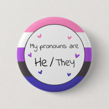 Genderfluide He/They Pronoun Pin