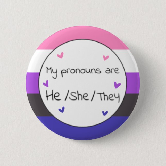 Badge Rond 5 Cm Genderfluide Il/Elle/Ils Pronoun Pin (Devant)
