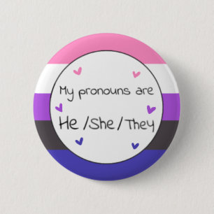 Badge Rond 5 Cm Genderfluide Il/Elle/Ils Pronoun Pin