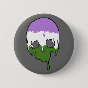 Badge Rond 5 Cm Genderqueer Pride Déchets Crâne