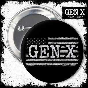 Badge Rond 5 Cm Génération X American Flag Fier Gen Xer Gen X