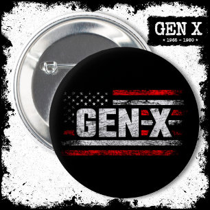 Badge Rond 5 Cm Génération X Gen Xer Gen X American Flag Gen X