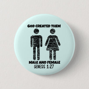 BADGE ROND 5 CM GENÈSE HOMME ET FEMME BOUTONS CHRÉTIENS