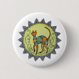 Badge Rond 5 Cm Génial, Paisley, mandala celtique de chat