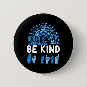 Badge Rond 5 Cm Genre Langue des signes Asl Puzzle Arc-en-ciel Aut