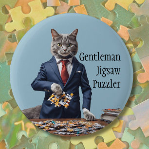 Badge Rond 5 Cm Gentleman Jigsaw puzzler jeux de puzzle