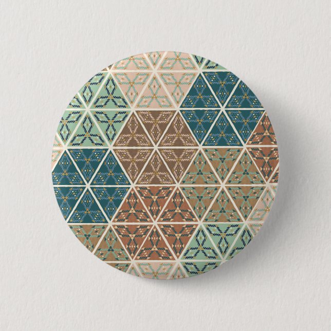Badge Rond 5 Cm Geo extérieur XI motif tribal bleu et vert de | (Devant)