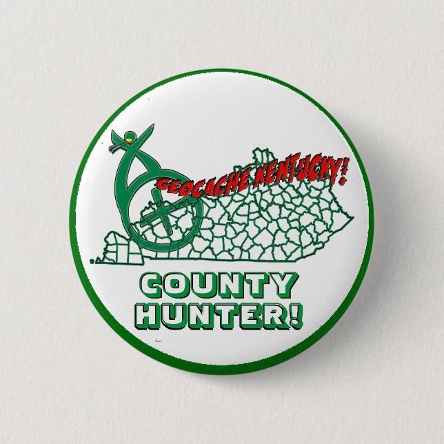 BADGE ROND 5 CM GÉOCACHE KENTUCKY COMTÉ CHASSEUR (Devant)