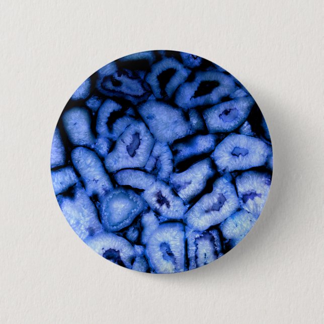Badge Rond 5 Cm Géodes Agate Quartz Bleu (Devant)