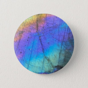 Badge Rond 5 Cm Géologie Labradorite Pierre coloré Motif cristal