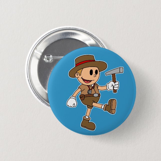 Badge Rond 5 Cm Géologue de dessin animé rétro (Devant & derrière)