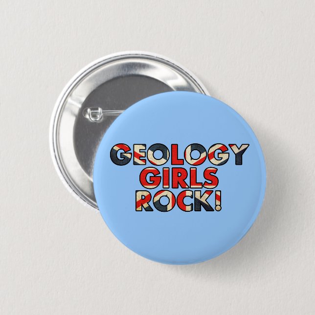 Badge Rond 5 Cm Geology Girls Rock ! (Drapeau UK) (Devant & derrière)