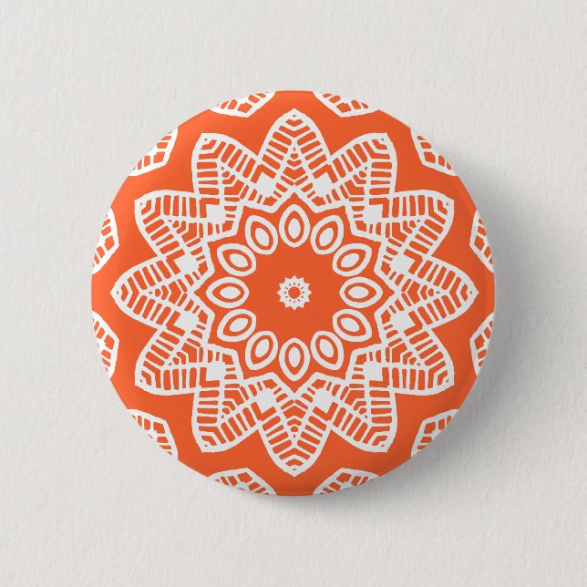Badge Rond 5 Cm Géométrie biologique 012 - Blanc sur orange (Devant)
