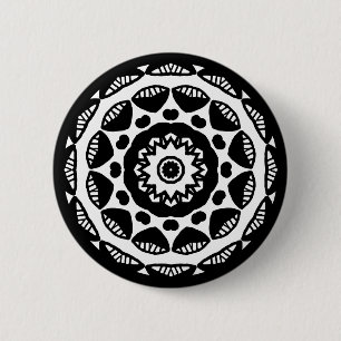 Badge Rond 5 Cm Géométrie organique 010 - Noir sur blanc