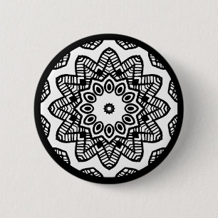Badge Rond 5 Cm Géométrie organique 012 - Noir sur blanc