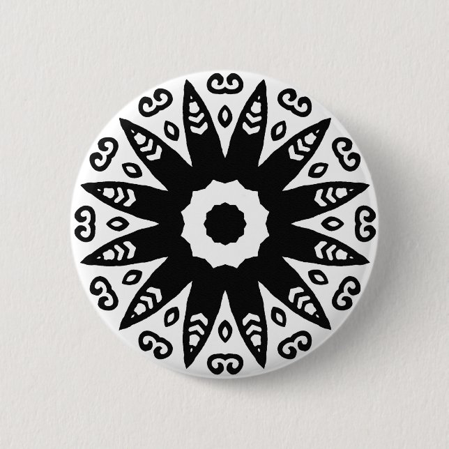 Badge Rond 5 Cm Géométrie organique 01 - Noir sur blanc (Devant)