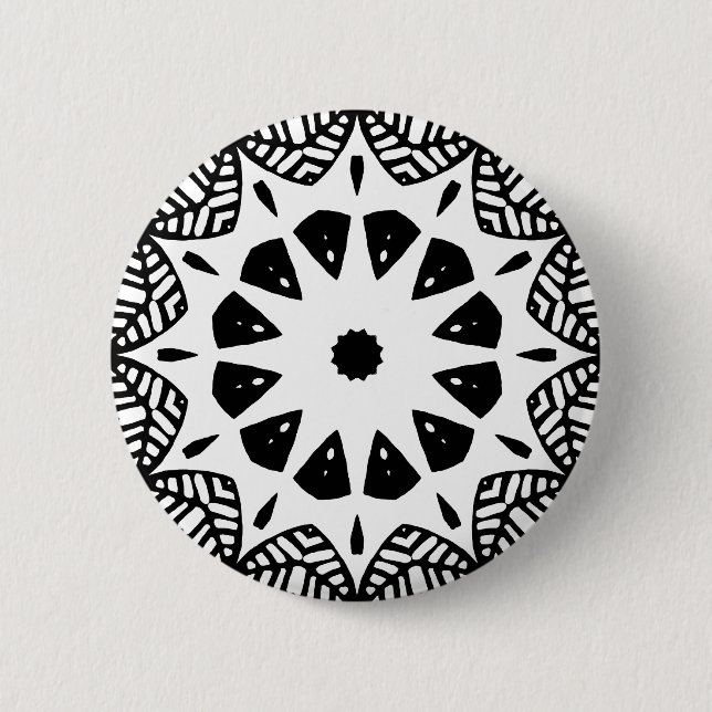 Badge Rond 5 Cm Géométrie organique 09 - Noir sur blanc (Devant)