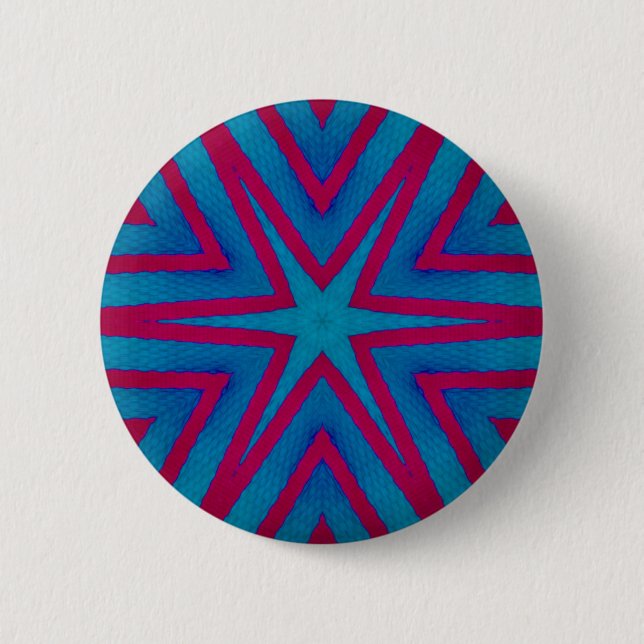 Badge Rond 5 Cm Géométrie rouge étoile et bleu (Devant)