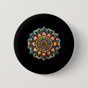 Badge Rond 5 Cm Géométrie spirituelle de mandala orné