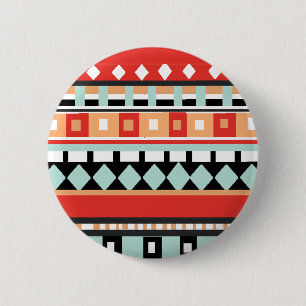 Badge Rond 5 Cm Géométrique - Adobe, turquoise et brun