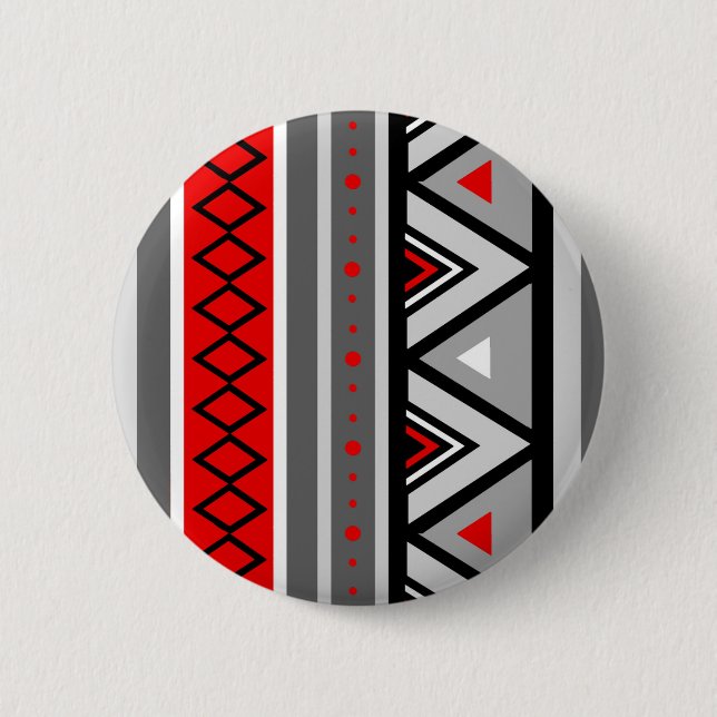 Badge Rond 5 Cm Géométrique moderne du sud-ouest, rouge et gris /  (Devant)