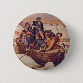Badge Rond 5 Cm George Washington croisant le fleuve Delaware