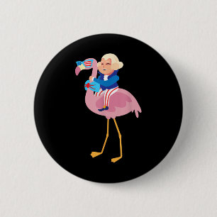 Badge Rond 5 Cm George Washington Flamant rose 4 juillet Fl améric