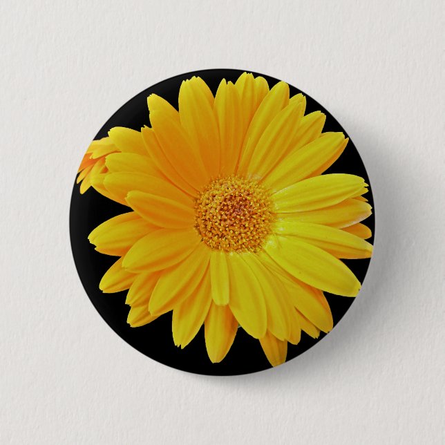 Badge Rond 5 Cm Gerbera Daisy (Gerbera hybrida) - Jaune (Devant)