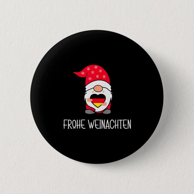 Badge Rond 5 Cm German Christmas Gnome Frohe Weinachten  (Devant)