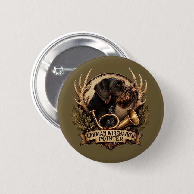 Badge Rond 5 Cm German Wirehaired Pointer (Devant & derrière)
