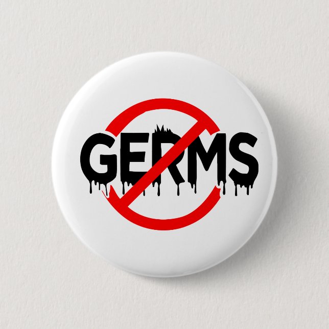 Badge Rond 5 Cm Germaphobe No Germs Antibactérien Virus Mème Drôle (Devant)