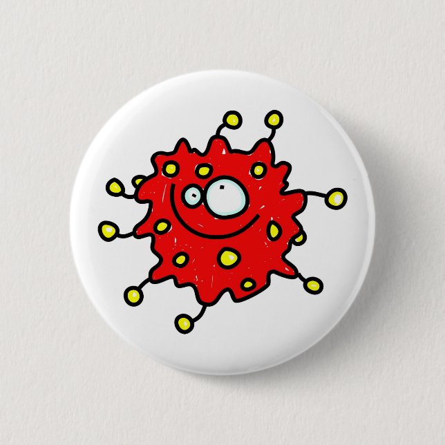 Badge Rond 5 Cm Germe rouge de bande dessinée (Devant)