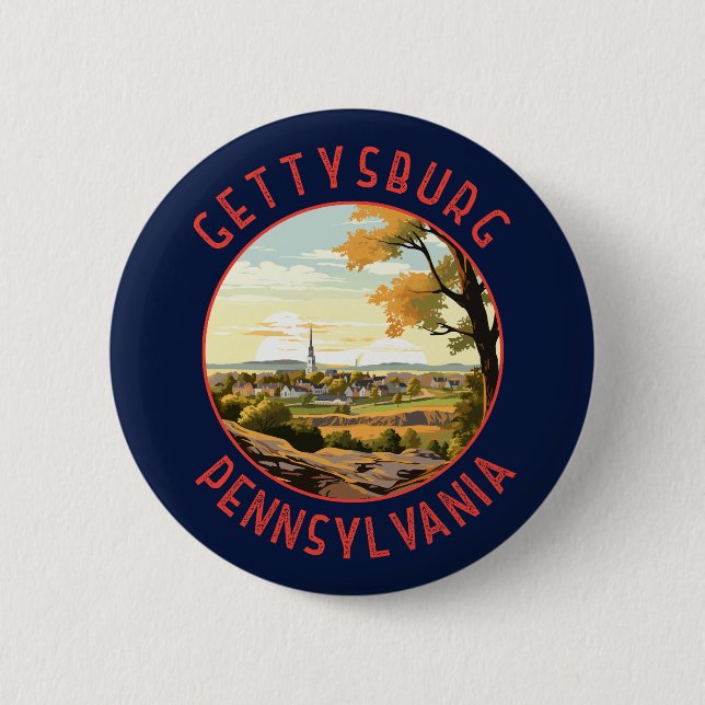 Badge Rond 5 Cm Gettysburg Pennsylvanie Retro Cercle en détresse (Devant)