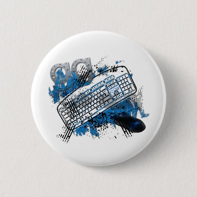 Badge Rond 5 Cm gg - bon jeu, clavier, souricier - gamer (Devant)