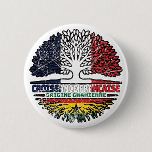 Badge Rond 5 Cm Ghana drapeau ghanéen français des racines d'arbre