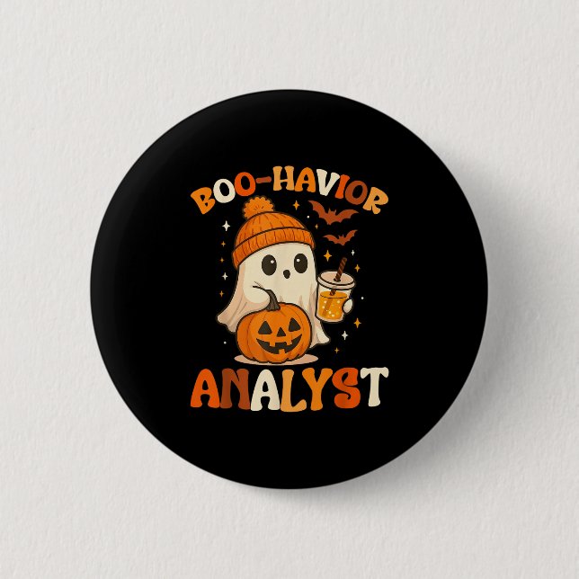 Badge Rond 5 Cm Ghost Boo Havior Analyste Comportement Drôle Hallo (Devant)