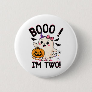 Badge Rond 5 Cm Ghost Boo I'm Two Years 2nd Birthday Toddler Hallo