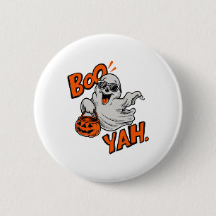 Badge Rond 5 Cm Ghost Boo Yah Funny Chemise d'Halloween Éffrayante