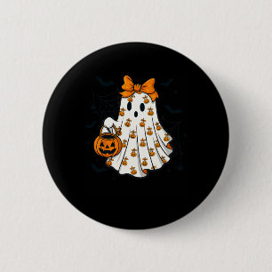 Badge Rond 5 Cm Ghost Coquette Éffrayant Halloween Citrouille Trea