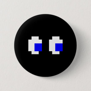 Badge Rond 5 Cm Ghost Eyes Pixel Arcade jeu vidéo 8 bits correspon