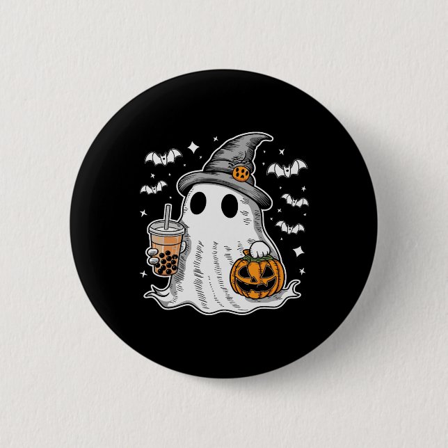 Badge Rond 5 Cm Ghost Milktea Ghost Boire Bubble Tea (Devant)