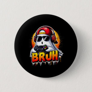 Badge Rond 5 Cm Ghost Video Game Bruh Halloween Gaming Controller