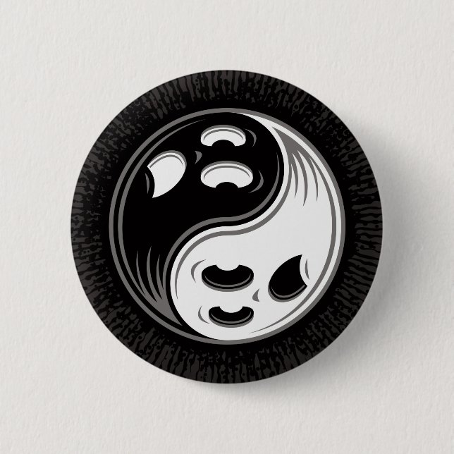 Badge Rond 5 Cm Ghost Yin Yang Noir et blanc (Devant)