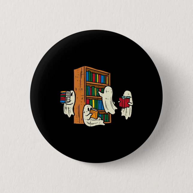 Badge Rond 5 Cm Ghosts Lecture Livres Enseignant Halloween Bibliot (Devant)