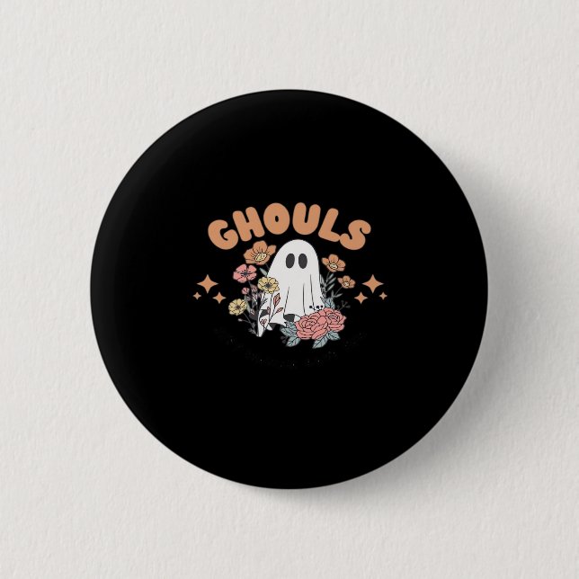 Badge Rond 5 Cm Ghouls veut juste s'amuser Halloween Art Sloth Des (Devant)