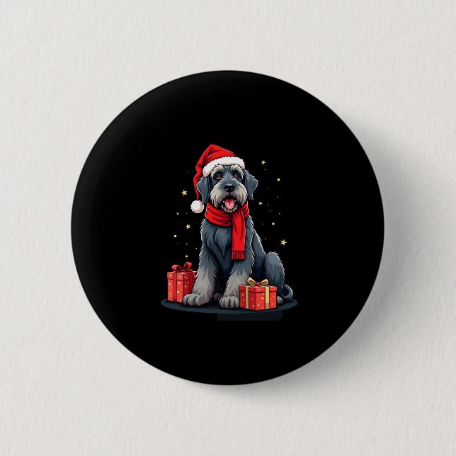 Badge Rond 5 Cm Giant Schnauzer Chien Fêtes de Noël Vacances Sant (Devant)
